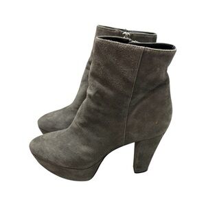 Alice + Olivia Grey Suede Platform Side Zip Booties - Size EU 37.5, US 7